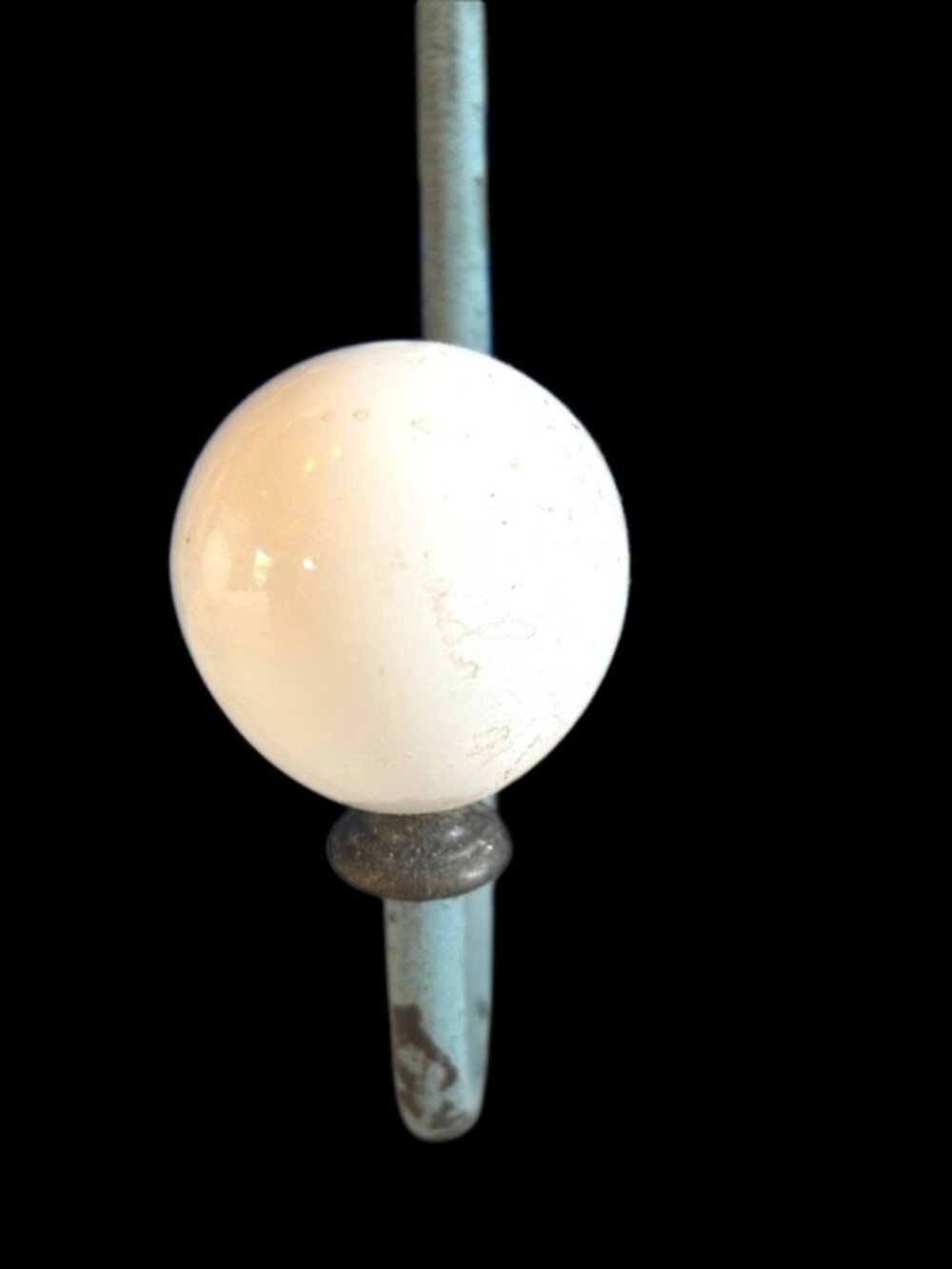 Vintage Shabby Chic Metal Coat Rack 19” Wall Hooks White Ceramic Knobs - Picture 12 of 14